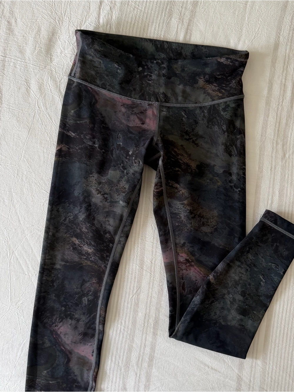 Lululemon Wunder Under Marble Print Full Length Mid Rise Leggings